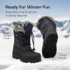 DREAM PAIRS Boys & Girls Waterproof Winter Snow Boots for Little Kid/Big Kid(Navy)