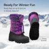 DREAM PAIRS Boys & Girls Waterproof Winter Snow Boots for Little Kid/Big Kid(Purple)