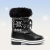 DREAM PAIRS Cozy Kids Snow Boots, Warm & Water-Resistant Winter Boots with Faux Fur for All-Day Play, Non-Slip Mid Calf Boots(Black/White)