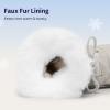 DREAM PAIRS Cozy Kids Snow Boots, Warm & Water-Resistant Winter Boots with Faux Fur for All-Day Play, Non-Slip Mid Calf Boots(Off-white)