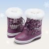 DREAM PAIRS Cozy Kids Snow Boots, Warm & Water-Resistant Winter Boots with Faux Fur for All-Day Play, Non-Slip Mid Calf Boots(Purple/White)