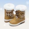 DREAM PAIRS Cozy Kids Snow Boots, Warm & Water-Resistant Winter Boots with Faux Fur for All-Day Play, Non-Slip Mid Calf Boots(Tan/White)