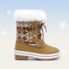DREAM PAIRS Cozy Kids Snow Boots, Warm & Water-Resistant Winter Boots with Faux Fur for All-Day Play, Non-Slip Mid Calf Boots(Tan/White)