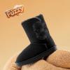 DREAM PAIRS Girls Boots Kids Boys Winter Snow Suede Mid Calf Boots Faux Fur Lined FuzzyChic Kid’s Lolly for Little Kid/Big Kid(All Black)