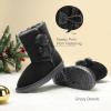 DREAM PAIRS Girls Boots Kids Boys Winter Snow Suede Mid Calf Boots Faux Fur Lined FuzzyChic Kid’s Lolly for Little Kid/Big Kid(Black)