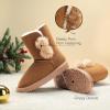 DREAM PAIRS Girls Boots Kids Boys Winter Snow Suede Mid Calf Boots Faux Fur Lined FuzzyChic Kid’s Lolly for Little Kid/Big Kid(Chesnut)