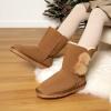 DREAM PAIRS Girls Boots Kids Boys Winter Snow Suede Mid Calf Boots Faux Fur Lined FuzzyChic Kid’s Lolly for Little Kid/Big Kid(Chesnut)