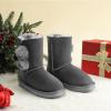 DREAM PAIRS Girls Boots Kids Boys Winter Snow Suede Mid Calf Boots Faux Fur Lined FuzzyChic Kid’s Lolly for Little Kid/Big Kid(Grey)