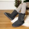 DREAM PAIRS Girls Boots Kids Boys Winter Snow Suede Mid Calf Boots Faux Fur Lined FuzzyChic Kid’s Lolly for Little Kid/Big Kid(Grey)