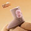 DREAM PAIRS Girls Boots Kids Boys Winter Snow Suede Mid Calf Boots Faux Fur Lined FuzzyChic Kid’s Lolly for Little Kid/Big Kid(Light Pink)