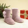 DREAM PAIRS Girls Boots Kids Boys Winter Snow Suede Mid Calf Boots Faux Fur Lined FuzzyChic Kid’s Lolly for Little Kid/Big Kid(Pink)