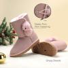 DREAM PAIRS Girls Boots Kids Boys Winter Snow Suede Mid Calf Boots Faux Fur Lined FuzzyChic Kid’s Lolly for Little Kid/Big Kid(Pink)
