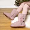 DREAM PAIRS Girls Boots Kids Boys Winter Snow Suede Mid Calf Boots Faux Fur Lined FuzzyChic Kid’s Lolly for Little Kid/Big Kid(Pink)