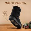 DREAM PAIRS Girls Boys Boots Kids Faux Fur Lined Winter Snow FuzzyClassic Kid’s Mid Boot(All Black)