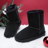 DREAM PAIRS Girls Boys Boots Kids Faux Fur Lined Winter Snow FuzzyClassic Kid’s Mid Boot(Black)