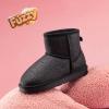 DREAM PAIRS Girls Boys Boots Kids Winter Ankle Faux Fur Lined Snow Shoes FuzzyClassic Kid’s Low Boot for Toddler/Little Kid/Big Kid(Black-glitter)