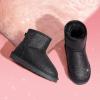 DREAM PAIRS Girls Boys Boots Kids Winter Ankle Faux Fur Lined Snow Shoes FuzzyClassic Kid’s Low Boot for Toddler/Little Kid/Big Kid(Black-glitter)