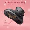 DREAM PAIRS Girls Boys Boots Kids Winter Ankle Faux Fur Lined Snow Shoes FuzzyClassic Kid’s Low Boot for Toddler/Little Kid/Big Kid(Black-glitter)
