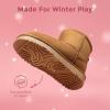 DREAM PAIRS Girls Boys Boots Kids Winter Ankle Faux Fur Lined Snow Shoes FuzzyClassic Kid’s Low Boot for Toddler/Little Kid/Big Kid(Camel)