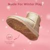 DREAM PAIRS Girls Boys Boots Kids Winter Ankle Faux Fur Lined Snow Shoes FuzzyClassic Kid’s Low Boot for Toddler/Little Kid/Big Kid(Gold)