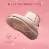 DREAM PAIRS Girls Boys Boots Kids Winter Ankle Faux Fur Lined Snow Shoes FuzzyClassic Kid’s Low Boot for Toddler/Little Kid/Big Kid(Pink)