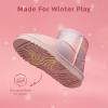 DREAM PAIRS Girls Boys Boots Kids Winter Ankle Faux Fur Lined Snow Shoes FuzzyClassic Kid’s Low Boot for Toddler/Little Kid/Big Kid(Pink/Rainbow)