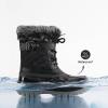 DREAM PAIRS Girls Boys Snow Boots Water-Resistant Outdoor Warm Cozy Anti-Slip Mid Calf Faux Fur Lining Winter Shoes for Little/Big Kids(Black)