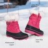 DREAM PAIRS Girls Boys Snow Boots Water-Resistant Outdoor Warm Cozy Anti-Slip Mid Calf Faux Fur Lining Winter Shoes for Little/Big Kids(Fuchsia)