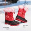 DREAM PAIRS Girls Boys Snow Boots Water-Resistant Outdoor Warm Cozy Anti-Slip Mid Calf Faux Fur Lining Winter Shoes for Little/Big Kids(Red/Black)