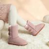 DREAM PAIRS Girls Boys Winter Boots Faux Fur Lined Mid Calf Kids Snow Tall Shoes FuzzyChic Kid’s Buckle for Little Kid/Big Kid(All Pink)
