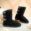 DREAM PAIRS Girls Boys Winter Boots Faux Fur Lined Mid Calf Kids Snow Tall Shoes FuzzyChic Kid’s Buckle for Little Kid/Big Kid(Black/Grey)