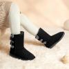 DREAM PAIRS Girls Boys Winter Boots Faux Fur Lined Mid Calf Kids Snow Tall Shoes FuzzyChic Kid’s Buckle for Little Kid/Big Kid(Black/Grey)