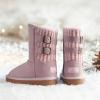 DREAM PAIRS Girls Boys Winter Boots Faux Fur Lined Mid Calf Kids Snow Tall Shoes FuzzyChic Kid’s Buckle for Little Kid/Big Kid(Pink)