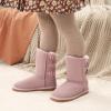 DREAM PAIRS Girls Boys Winter Boots Faux Fur Lined Mid Calf Kids Snow Tall Shoes FuzzyChic Kid’s Buckle for Little Kid/Big Kid(Pink)