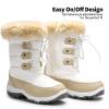 DREAM PAIRS Girls Snow Boots Warm Cozy Anti-Slip Lightweight Mid Calf Faux Fur Lining Winter Shoes for Little/Big Kids(Beige/White)