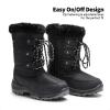 DREAM PAIRS Girls Snow Boots Warm Cozy Anti-Slip Lightweight Mid Calf Faux Fur Lining Winter Shoes for Little/Big Kids(Black)