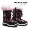 DREAM PAIRS Girls Snow Boots Warm Cozy Anti-Slip Lightweight Mid Calf Faux Fur Lining Winter Shoes for Little/Big Kids(Black/Pink)