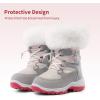 DREAM PAIRS Girls Toddler Snow Boots Slip Resistant Faux Fur Lined Mid Calf Little Kids Winter Shoes(Gray/White)