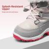 DREAM PAIRS Girls Toddler Snow Boots Slip Resistant Faux Fur Lined Mid Calf Little Kids Winter Shoes(Gray/White)