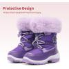 DREAM PAIRS Girls Toddler Snow Boots Slip Resistant Faux Fur Lined Mid Calf Little Kids Winter Shoes(Purple)