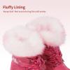 DREAM PAIRS Girls Toddler Snow Boots Slip Resistant Faux Fur Lined Mid Calf Little Kids Winter Shoes(Rose Red)