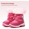 DREAM PAIRS Girls Toddler Snow Boots Slip Resistant Faux Fur Lined Mid Calf Little Kids Winter Shoes(Rose Red)