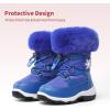 DREAM PAIRS Girls Toddler Snow Boots Slip Resistant Faux Fur Lined Mid Calf Little Kids Winter Shoes(Royal Blue)