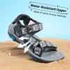 DREAM PAIRS Kids Adventurous Light-Weight Adjustable Straps Summer Sandals (Toddler/Little Kid/Big Kid)(Black/Blue)