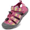 DREAM PAIRS Boys Girls Closed-Toe Outdoor Summer Sport Sandals for Little/Big Kid(Fuchsia/Multi/Grey)