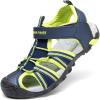 DREAM PAIRS Boys Girls Outdoor Summer Sport Athletic Sandals for Little/Big Kid(Navy/Neon Green)