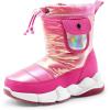 DREAM PAIRS Boys Girls Snow Boots Water Resistant Non-Slip Mid Calf Lightweight Athletic Outdoor Warm Winter Shoes for Little/Big Kids(Hot Pink/Rainbow Silver)