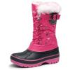 DREAM PAIRS Boys Girls Snow Boots Water-Resistant Outdoor Warm Cozy Anti-Slip Mid Calf Faux Fur Lining Insulated Winter Shoes for Little/Big Kids(Fuchsia)