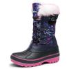 DREAM PAIRS Boys Girls Snow Boots Water-Resistant Outdoor Warm Cozy Anti-Slip Mid Calf Faux Fur Lining Insulated Winter Shoes for Little/Big Kids(Navy/Fuchsia)