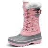 DREAM PAIRS Boys Girls Snow Boots Water-Resistant Outdoor Warm Cozy Anti-Slip Mid Calf Faux Fur Lining Insulated Winter Shoes for Little/Big Kids(Pink)
